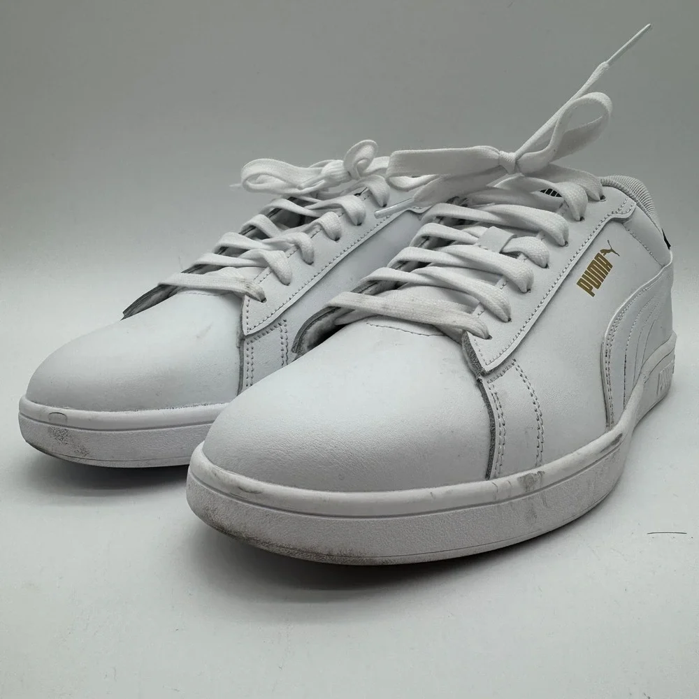 Puma Ace Court Men's White Leather Sneakers Casual Shoes Size 12